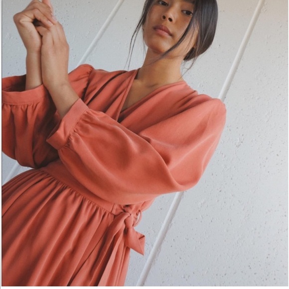 Selva Negra NWT Anita Maxi Wrap Dress Size 4 Orange Fuego - Picture 2 of 6